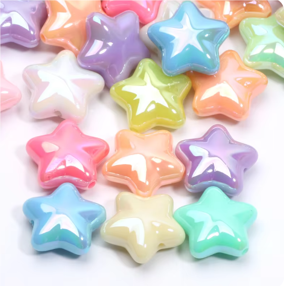 (BB104) / 10 pcs / 22mm / Mixed High Quality Assorted Acrylic Shiny Flower Beads, Flower Spacers For Jewellery Making