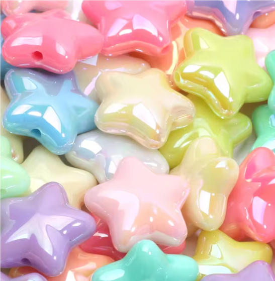 (BB104) / 10 pcs / 22mm / Mixed High Quality Assorted Acrylic Shiny Flower Beads, Flower Spacers For Jewellery Making