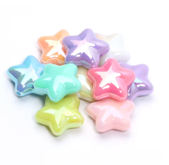 15 pcs / 22mm /High Quality Assorted Acrylic Shiny Flower Beads, Flower Spacers For Jewellery Making (BB104)