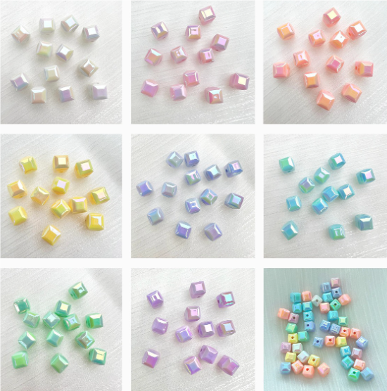 50 pcs / 8mm /High Quality Assorted Shiny Acrylic Square Beads, Imitation Pearl Square Beads For Jewellery Making (BB105)