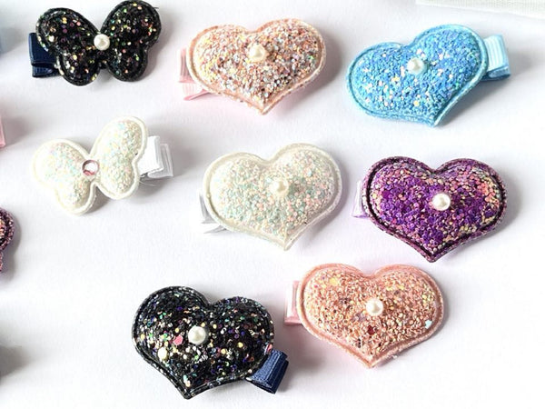 4.5 x 3cm / Handmade 3D Baby Glitter Heart Hair Clip, Girl  Hair Clip, Baby Hair Accessories  BC001