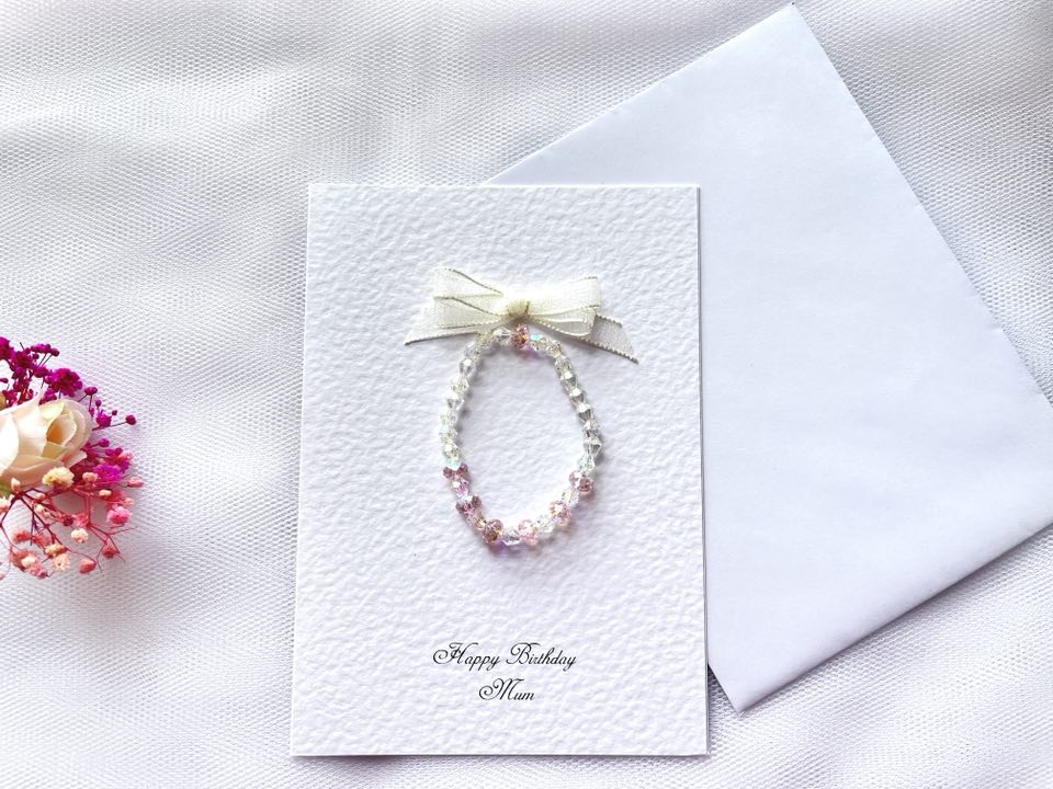 Luxury Personalised Handmade Elastic Bracelet Birthday Card with Envelope, Birthday Gift Card BC001