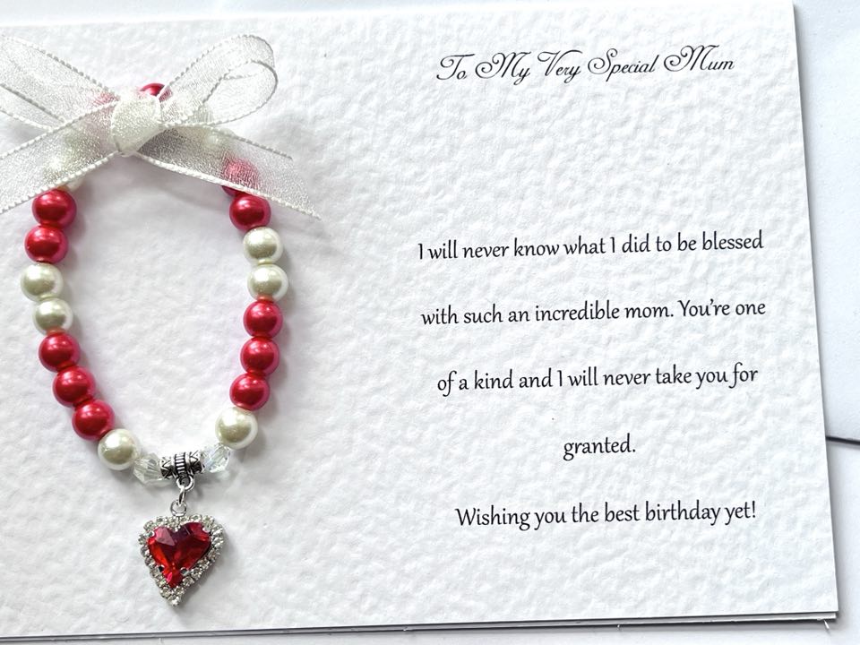 Luxury Personalised Handmade Elastic Bracelet Birthday Card with Envelope, Birthday Gift Card BC004