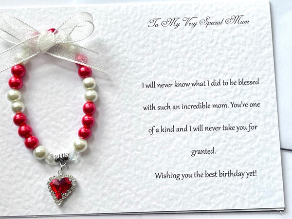 Luxury Personalised Handmade Elastic Bracelet Birthday Card with Envelope, Birthday Gift Card BC004