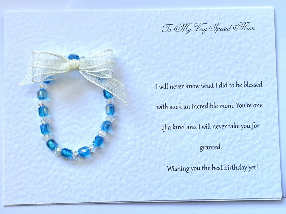 Luxury Personalised Handmade Elastic Bracelet Birthday Card with Envelope, Birthday Gift Card BC006