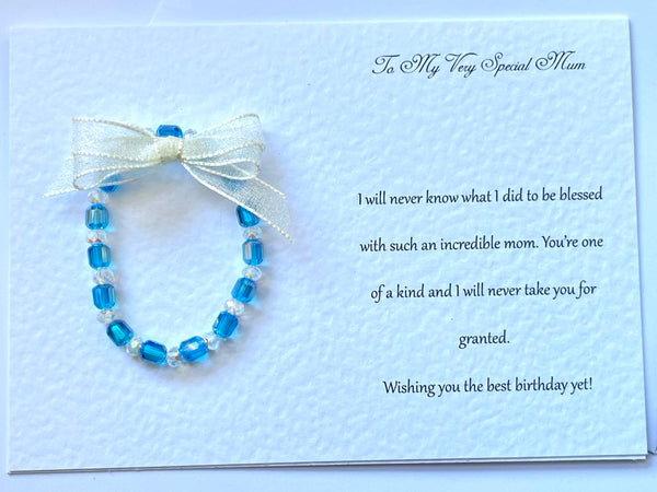 Luxury Personalised Handmade Elastic Bracelet Birthday Card with Envelope, Birthday Gift Card BC006