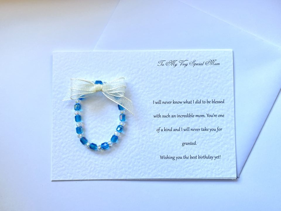 Luxury Personalised Handmade Elastic Bracelet Birthday Card with Envelope, Birthday Gift Card BC006