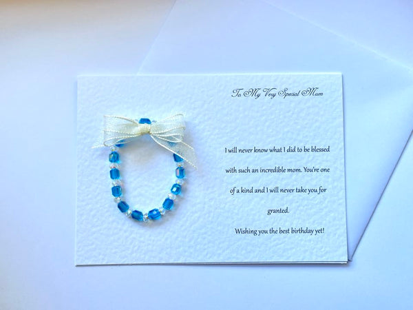 Luxury Personalised Handmade Elastic Bracelet Birthday Card with Envelope, Birthday Gift Card BC006