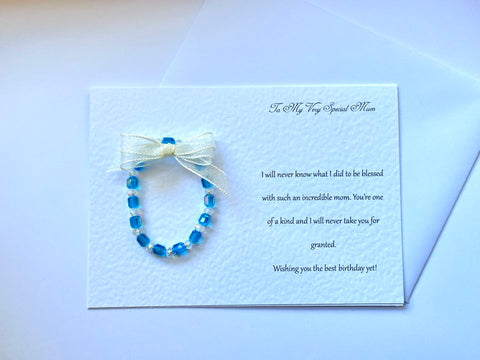 Luxury Personalised Handmade Elastic Bracelet Birthday Card with Envelope, Birthday Gift Card BC006