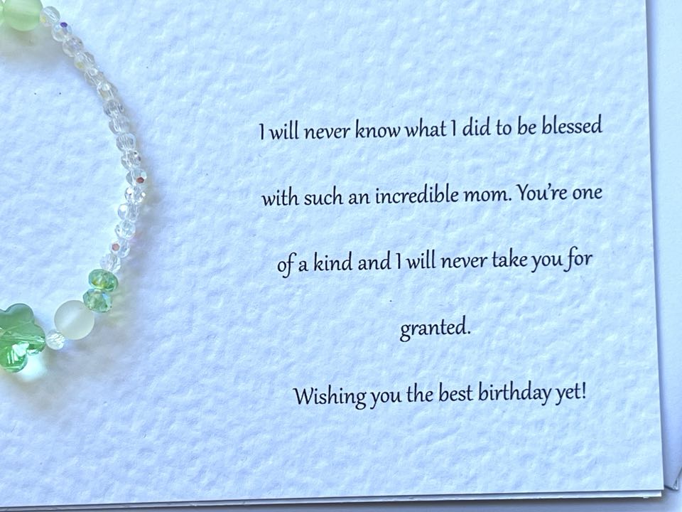 Luxury Personalised Handmade Elastic Bracelet Birthday Card with Envelope, Birthday Gift Card BC007