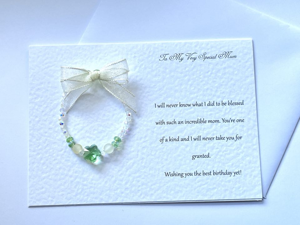 Luxury Personalised Handmade Elastic Bracelet Birthday Card with Envelope, Birthday Gift Card BC007
