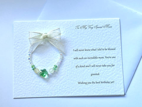 Luxury Personalised Handmade Elastic Bracelet Birthday Card with Envelope, Birthday Gift Card BC007