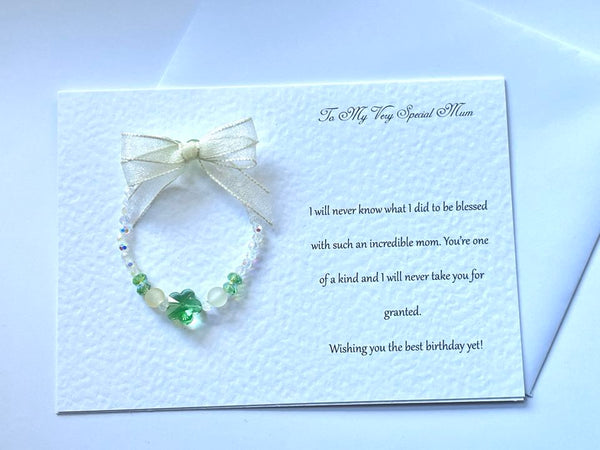 Luxury Personalised Handmade Elastic Bracelet Birthday Card with Envelope, Birthday Gift Card BC007