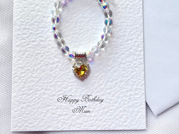 Luxury Personalised Handmade Elastic Bracelet Birthday Card with Envelope, Birthday Gift Card BC010