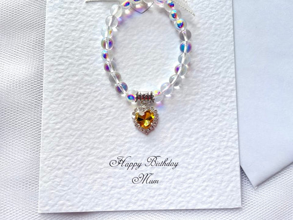 Luxury Personalised Handmade Elastic Bracelet Birthday Card with Envelope, Birthday Gift Card BC010