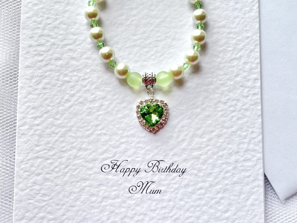 (BC011)  Handmade Elastic Bracelet, Birthday Gift Card