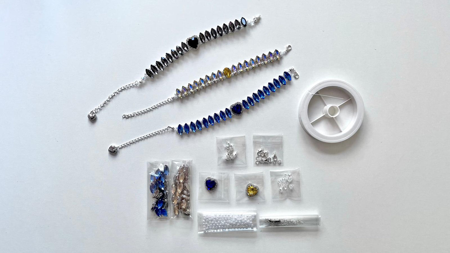 2 sets / DIY Bracelet Kit for Beginner, Crystal  Bracelet Kits, Jewellery Making (DIY - BK001)