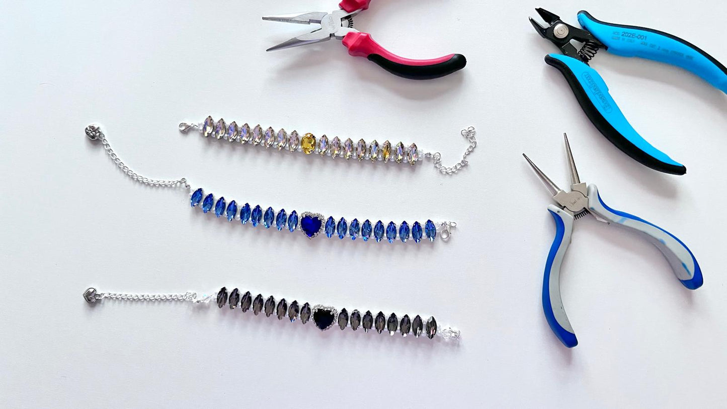 2 sets / DIY Bracelet Kit for Beginner, Crystal  Bracelet Kits, Jewellery Making (DIY - BK001)