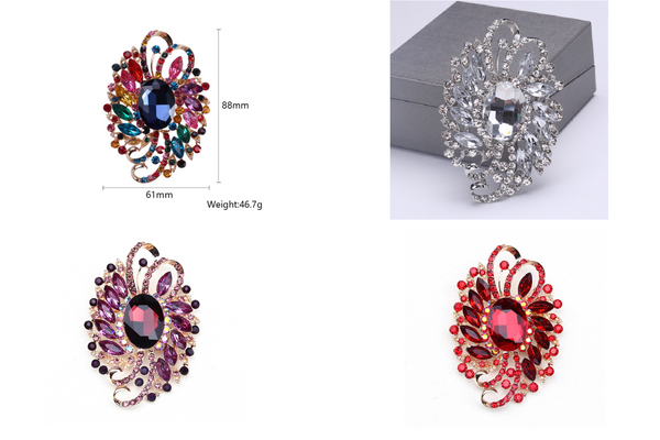 8.8 x 6.1cm / Large Crystal Brooch BR0099