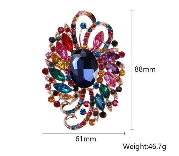 8.8 x 6.1cm / Large Crystal Brooch BR0099