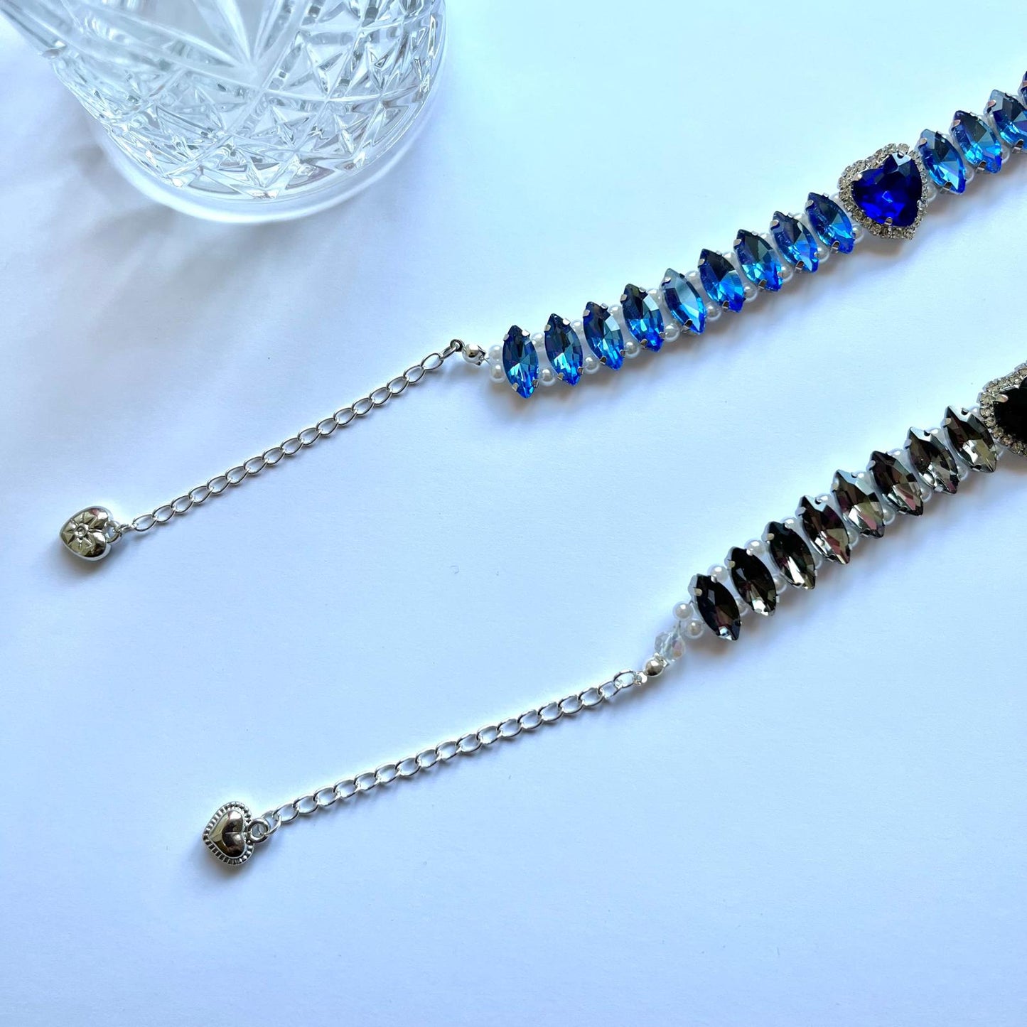 (BR301)  Handmade Luxury Sparkly Eye Horse Rhinestone Prom Bracelet / Customized Blue, Black Bridal Cuff