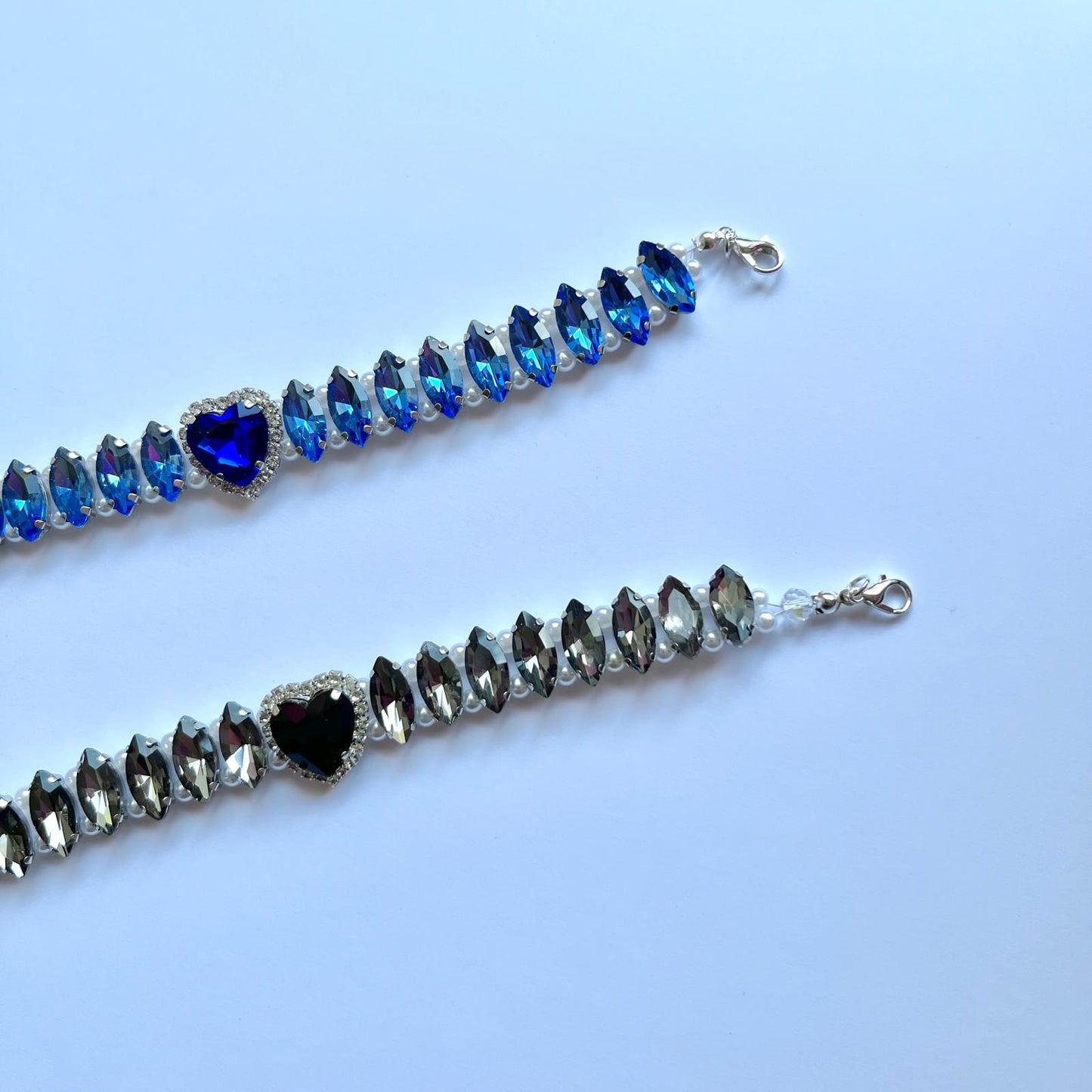 (BR301)  Handmade Luxury Sparkly Eye Horse Rhinestone Prom Bracelet / Customized Blue, Black Bridal Cuff