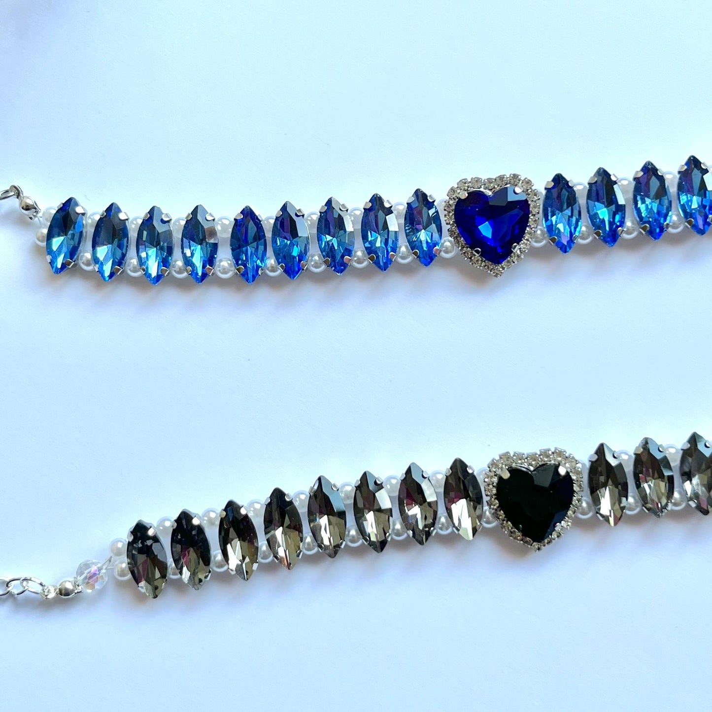 (BR301)  Handmade Luxury Sparkly Eye Horse Rhinestone Prom Bracelet / Customized Blue, Black Bridal Cuff