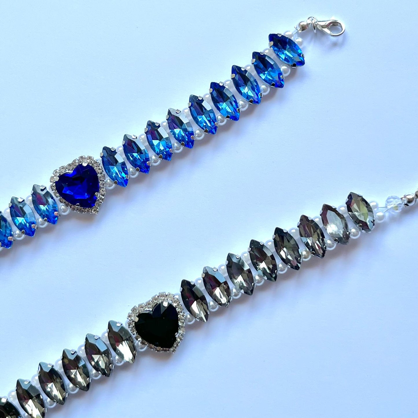 (BR301)  Handmade Luxury Sparkly Eye Horse Rhinestone Prom Bracelet / Customized Blue, Black Bridal Cuff