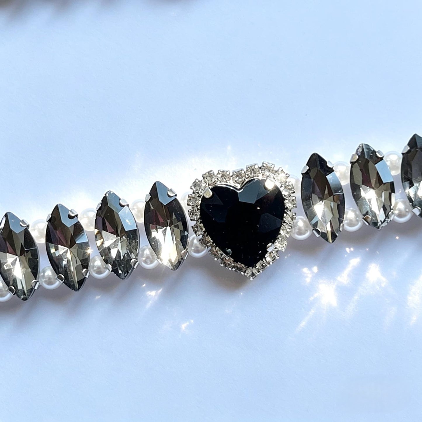 (BR301)  Handmade Luxury Sparkly Eye Horse Rhinestone Prom Bracelet / Customized Blue, Black Bridal Cuff