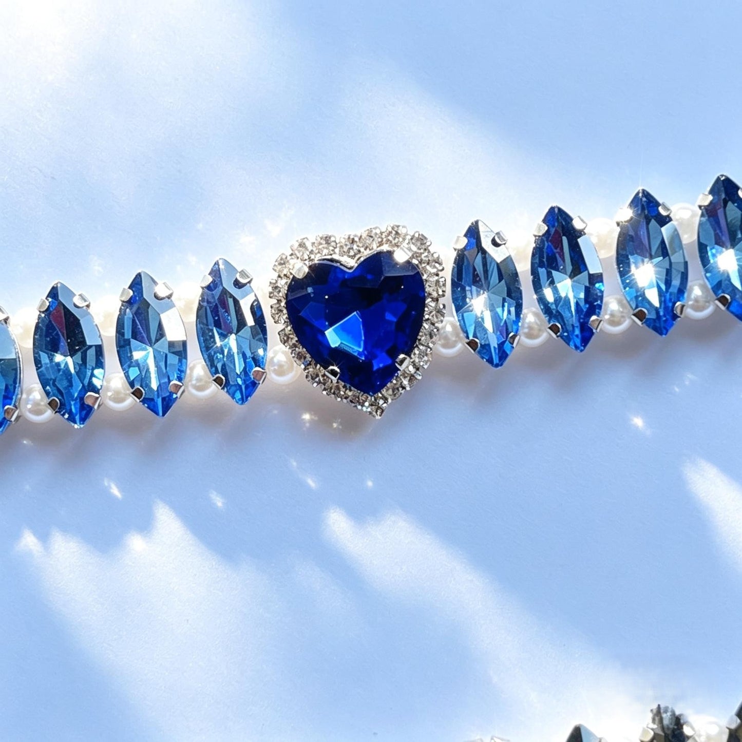 (BR301)  Handmade Luxury Sparkly Eye Horse Rhinestone Prom Bracelet / Customized Blue, Black Bridal Cuff