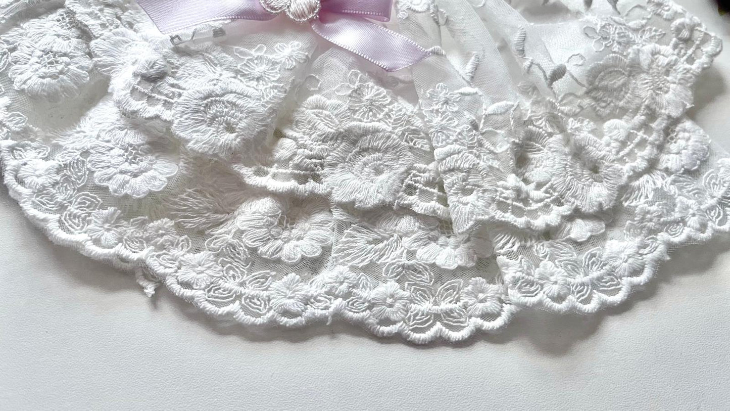 (BW002) Off White / Baby Christening Bib, Lace Baby Bib, Elegant Collar