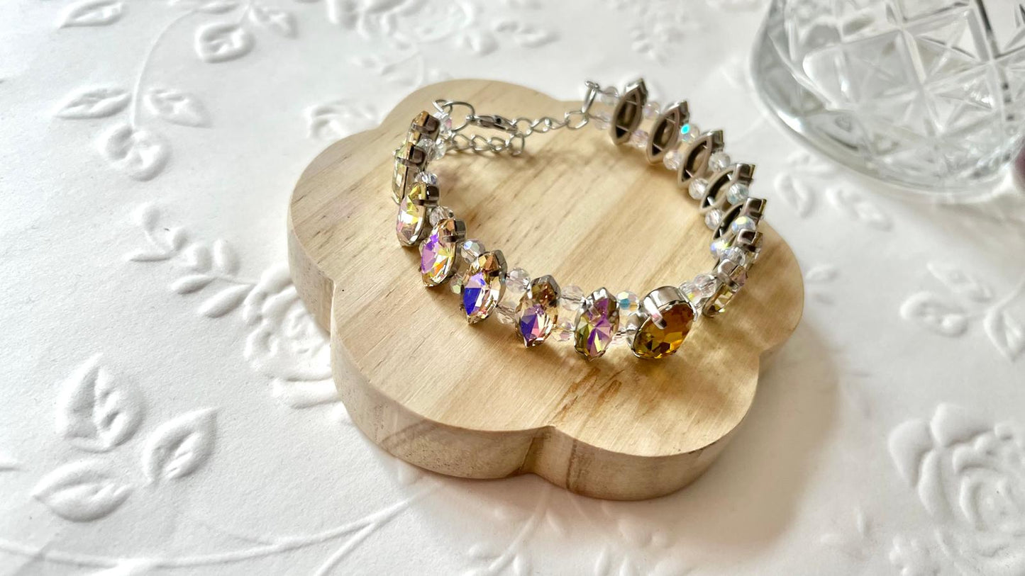 Handmade Genuine Memory Wire Crystal Bracelet, Unique Gemstone Bracelet BT1000