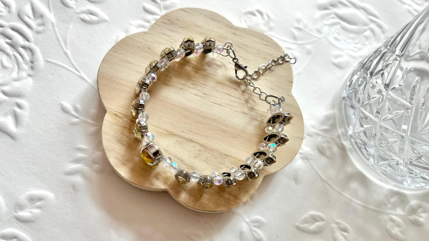 Handmade Genuine Memory Wire Crystal Bracelet, Unique Gemstone Bracelet BT1000
