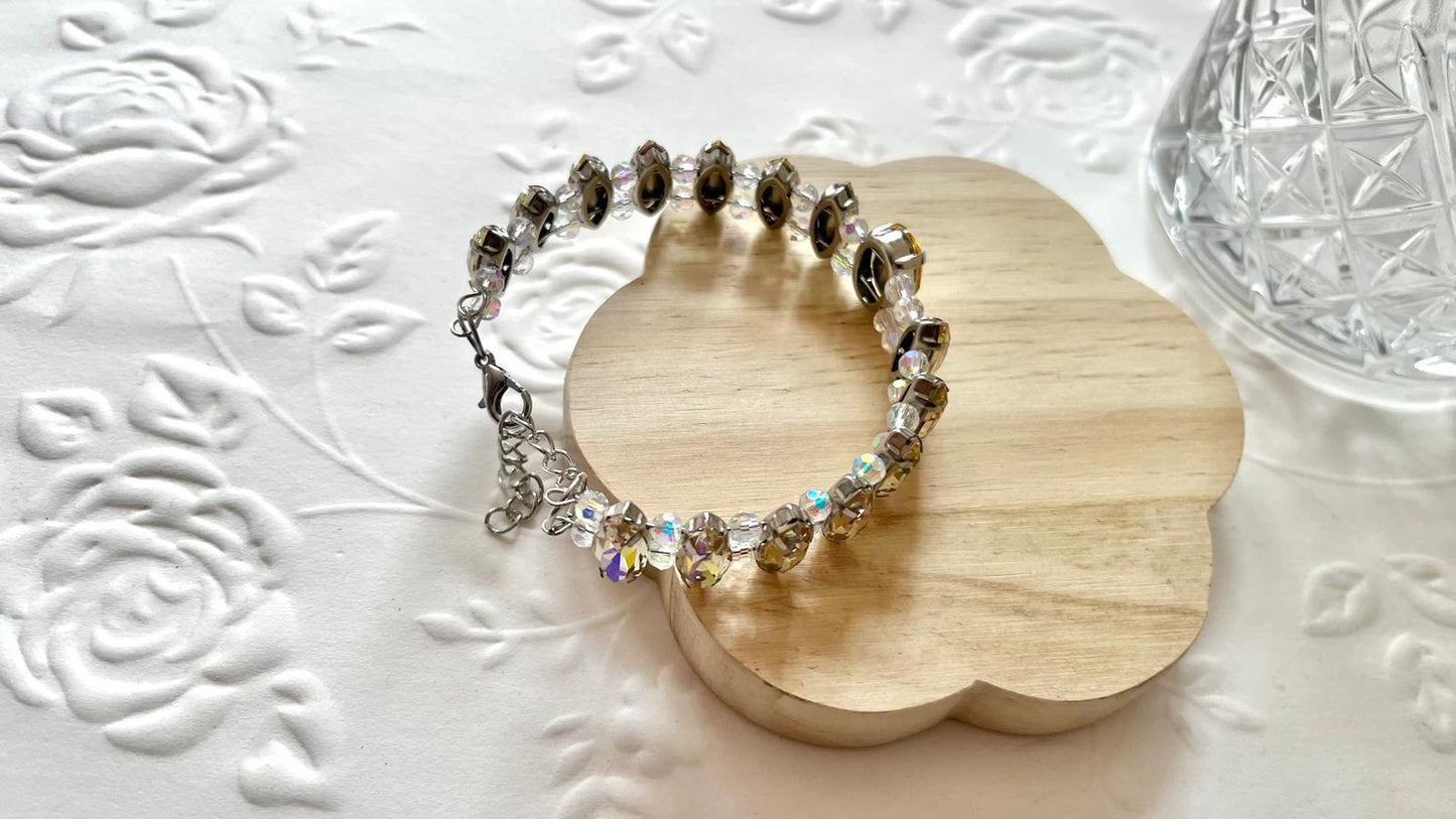 Handmade Genuine Memory Wire Crystal Bracelet, Unique Gemstone Bracelet BT1000