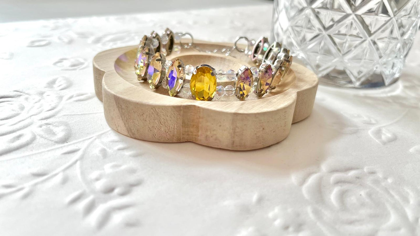 Handmade Genuine Memory Wire Crystal Bracelet, Unique Gemstone Bracelet BT1000