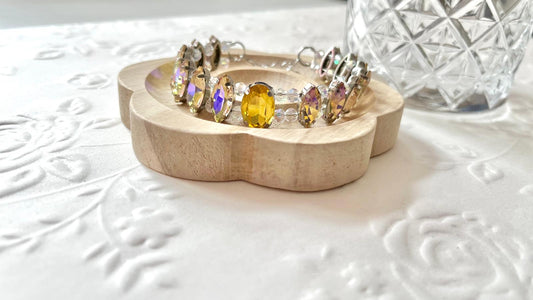 Handmade Genuine Memory Wire Crystal Bracelet, Unique Gemstone Bracelet BT1000