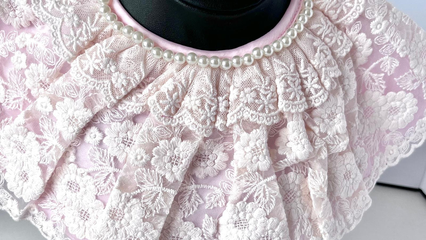 Off White / Baby Christening Bib, Lace Baby Bib, Elegant Collar    BW001
