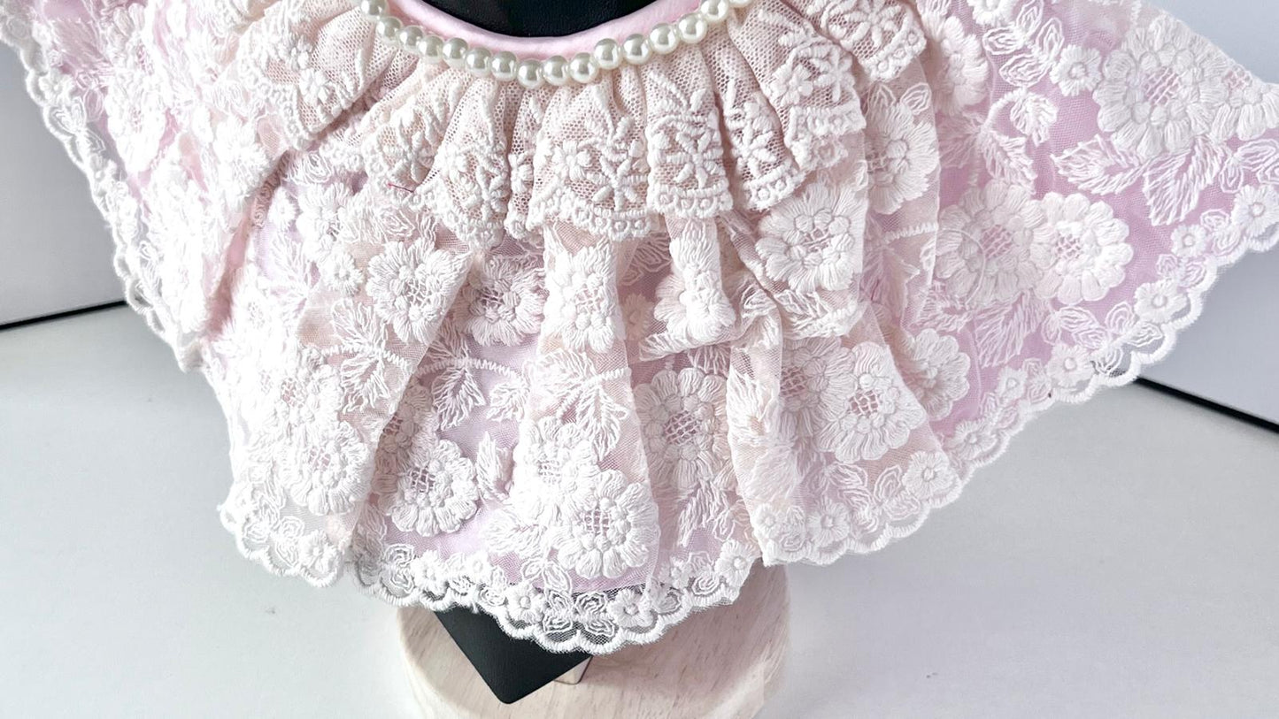 Off White / Baby Christening Bib, Lace Baby Bib, Elegant Collar    BW001
