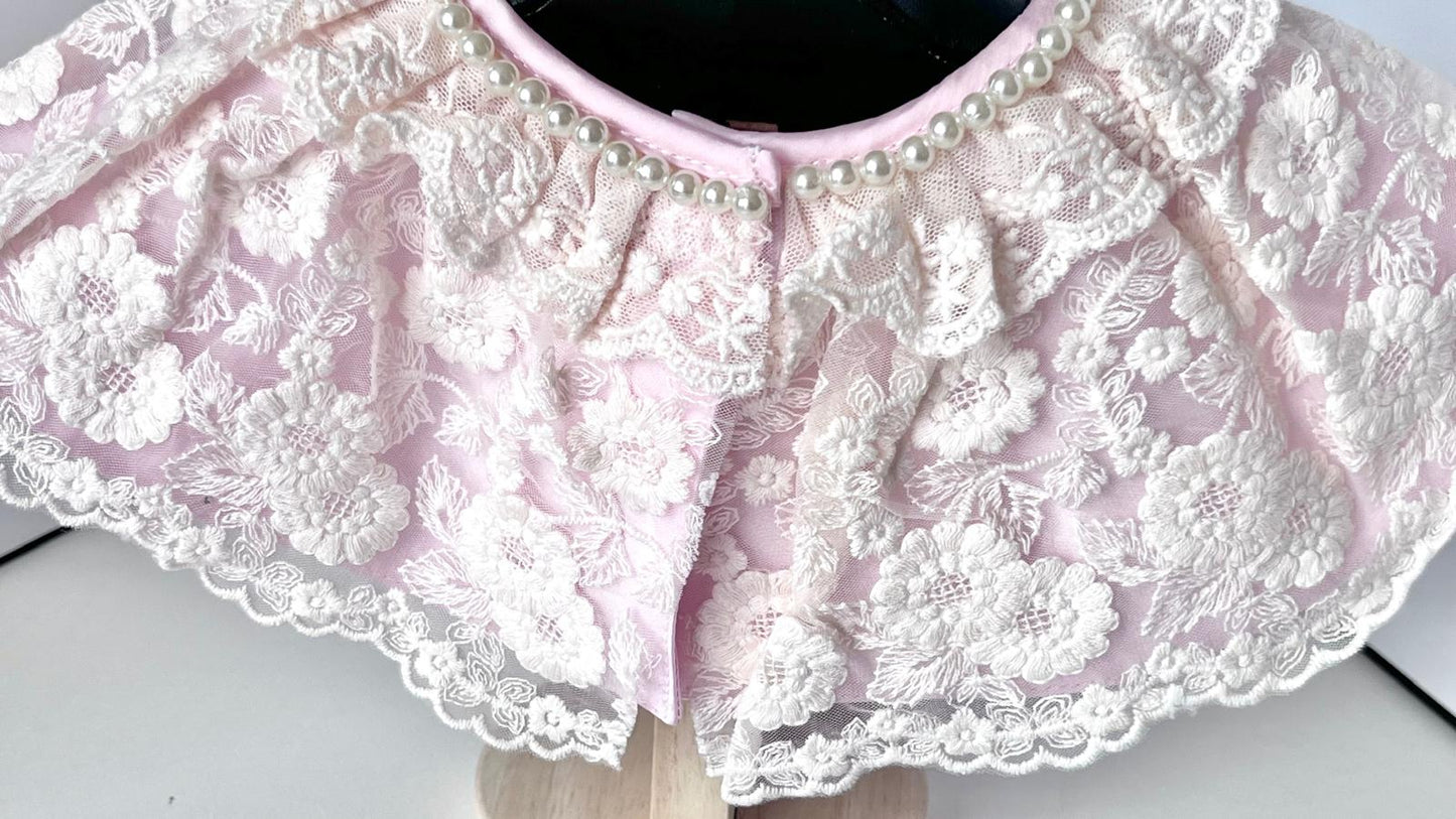 Off White / Baby Christening Bib, Lace Baby Bib, Elegant Collar    BW001