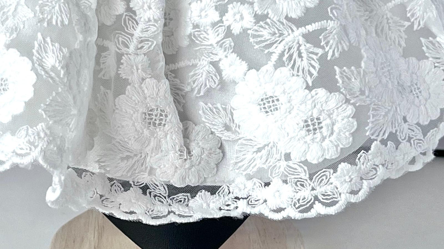 (BW003) Off White / Baby Christening Bib, Lace Baby Bib, Elegant Collar