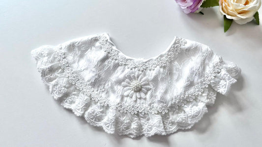 Off White / Baby Bib, Baby False Collar, Removable Collar (BW006)