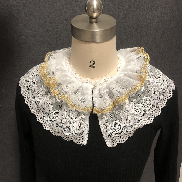 45cm, 52cm / Off White / Elegant Lace Fake Collar, False Collar, Removable Collar   B672(W)-small