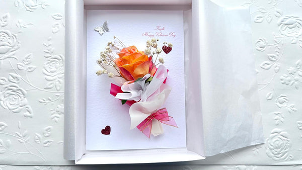 Luxury Handmade Personalised Valentines Day Card, Dried Flower Birthday Card, Greeting Card C019