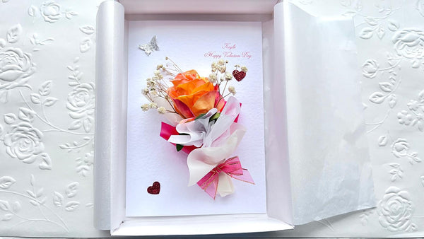 Luxury Handmade Personalised Valentines Day Card, Dried Flower Birthday Card, Greeting Card C019