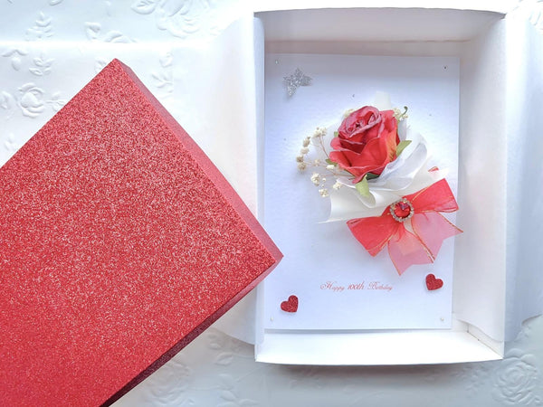 Luxury Handmade Personalised Valentines Day Card, Dried Flower Birthday Card, Greeting Card C003