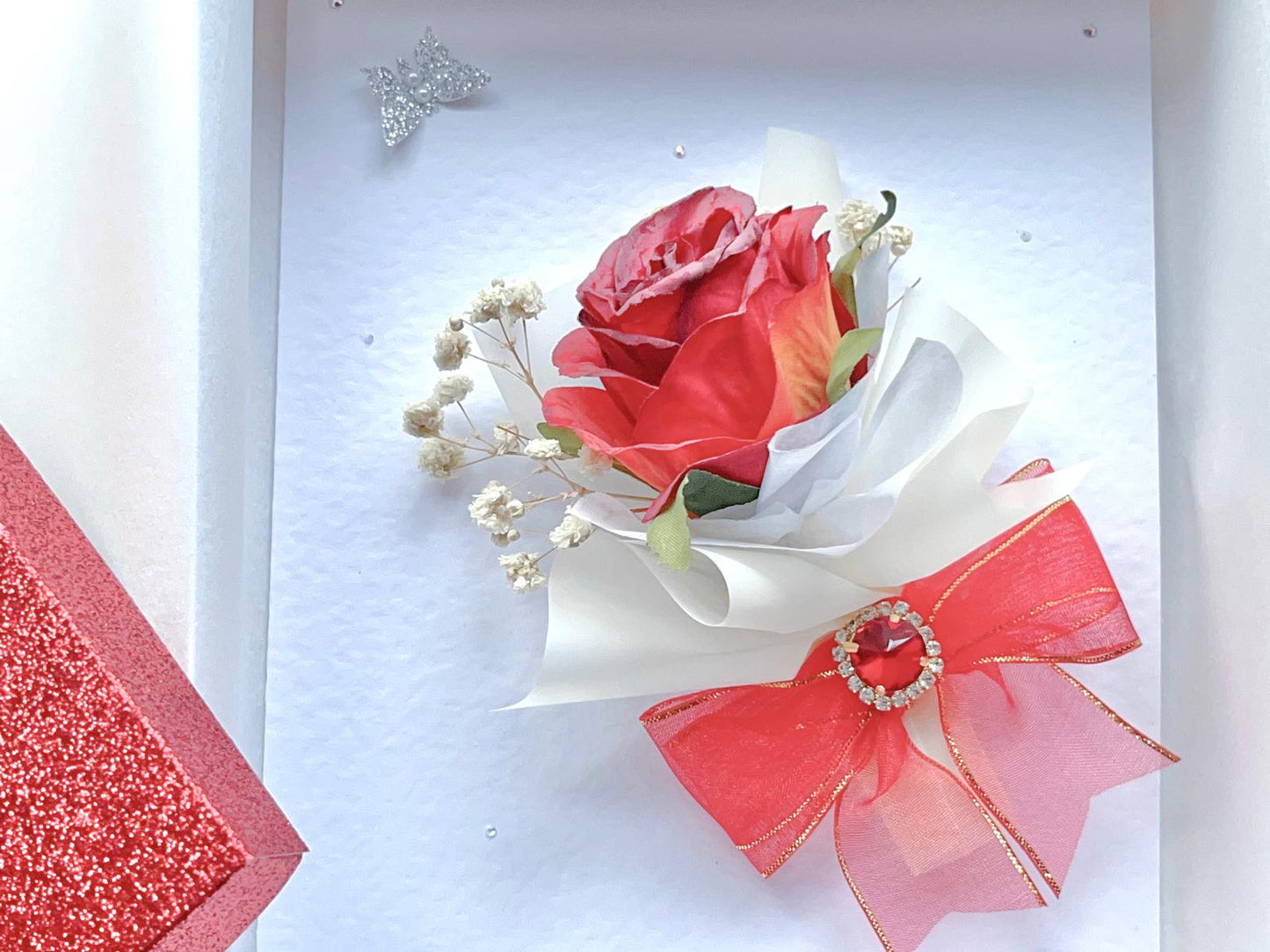 Luxury Handmade Personalised Valentines Day Card, Dried Flower Birthday Card, Greeting Card C003