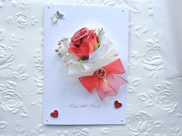 Luxury Handmade Personalised Valentines Day Card, Dried Flower Birthday Card, Greeting Card C003