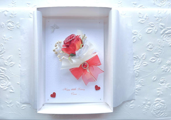 Luxury Handmade Personalised Valentines Day Card, Dried Flower Birthday Card, Greeting Card C003