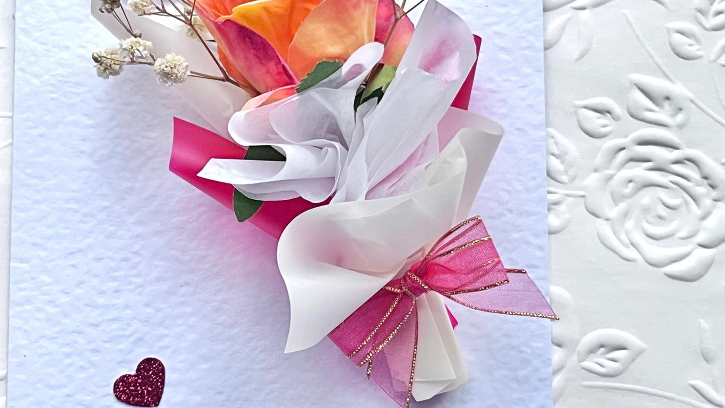 Luxury Handmade Personalised Valentines Day Card, Dried Flower Birthday Card, Greeting Card C019