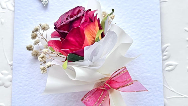 Luxury Handmade Personalised Valentines Day Card, Dried Flower Birthday Card, Greeting Card C003